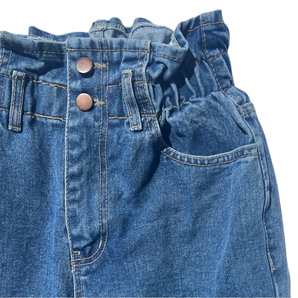 Oak + Fort Indigo Paperbag Waist Mom Jean 100% Cotton Size Medium - Picture 4 of 9